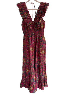 House of Harlow 1960 Pink Paisley Maxi Skirt with Multicolor Print